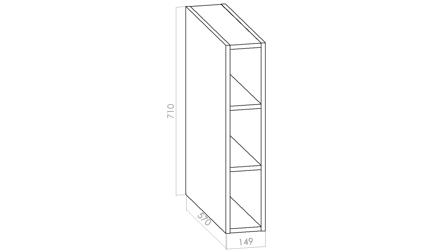 Ala-avolokerikko - Leveys 150mm (15cm) / K710mm / S570mm