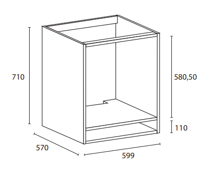 Uunikaappi - Leveys 600mm (60cm) / K710mm / S570mm - kosteuden kestävä