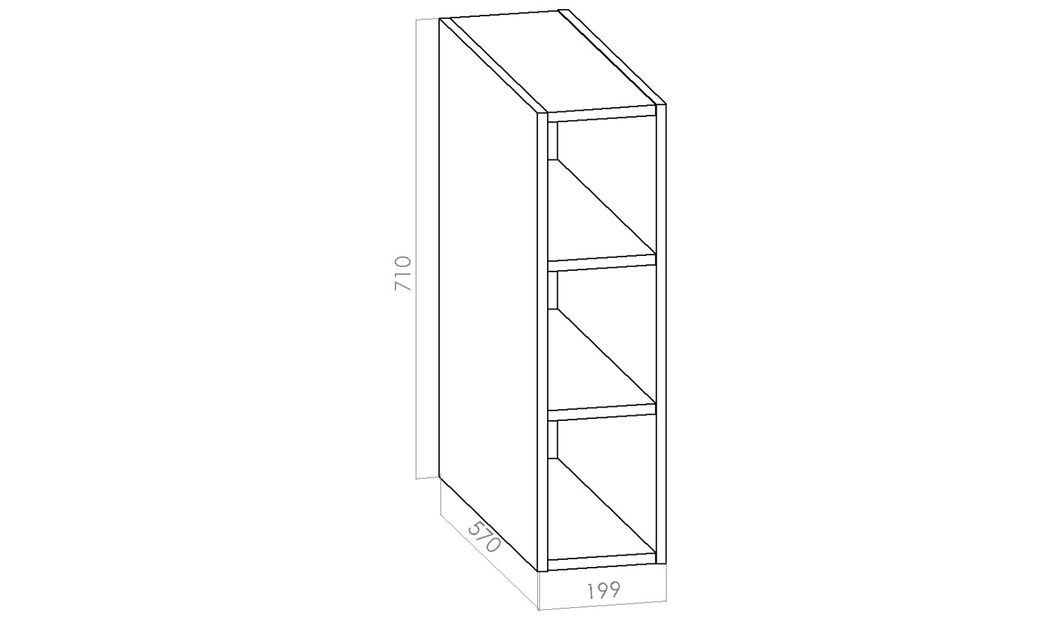 Ala-avolokerikko - Leveys 200mm (20cm) / K710mm / S570mm