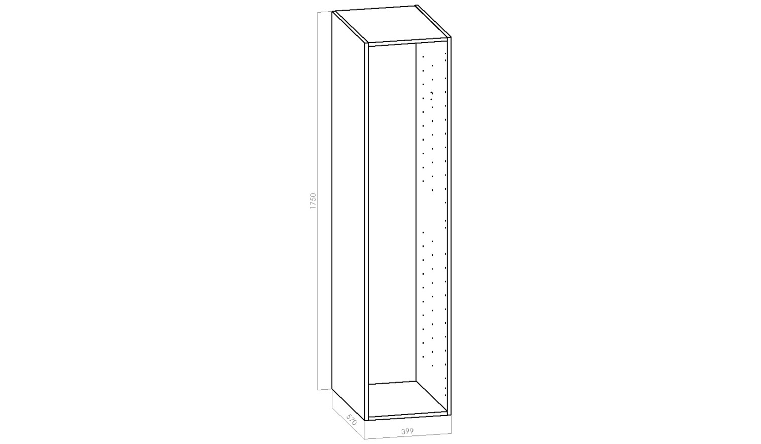Komeron runko - L 400mm (40cm) - S 570mm - K 1750 (1900)