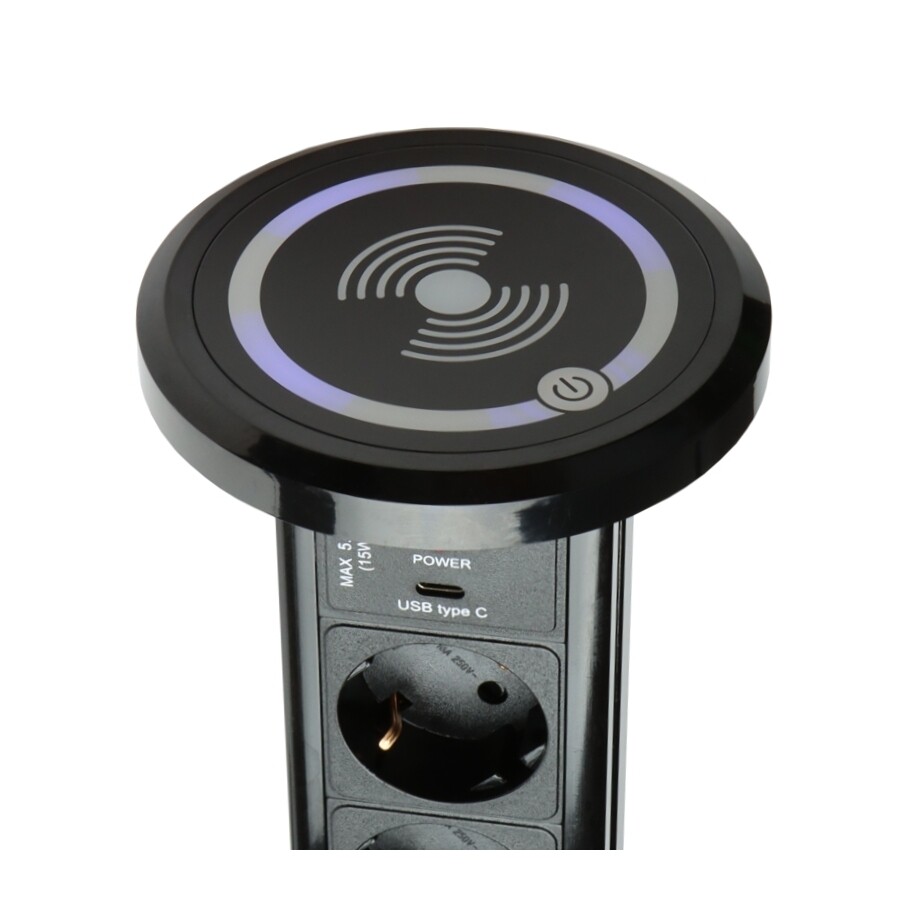 SOLINA TOUCH 3 - Moottoroitu pistorasia induktio latauksella - USB A&amp;C - Musta