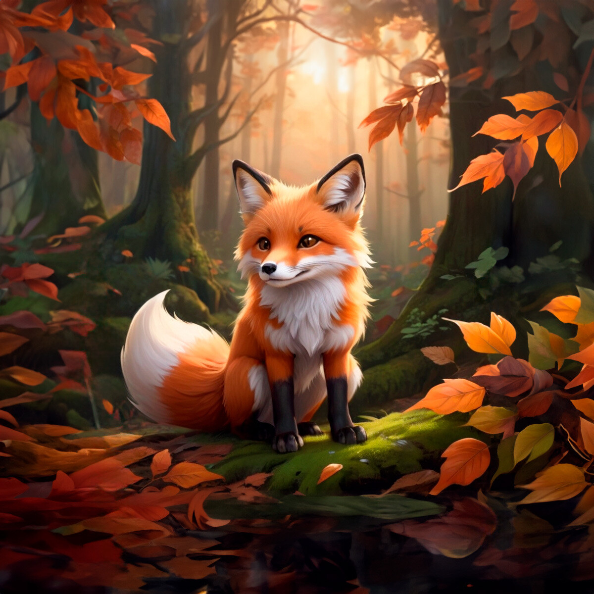 Canvastaulu - Kaunis kettu metsässä - useita kokoja