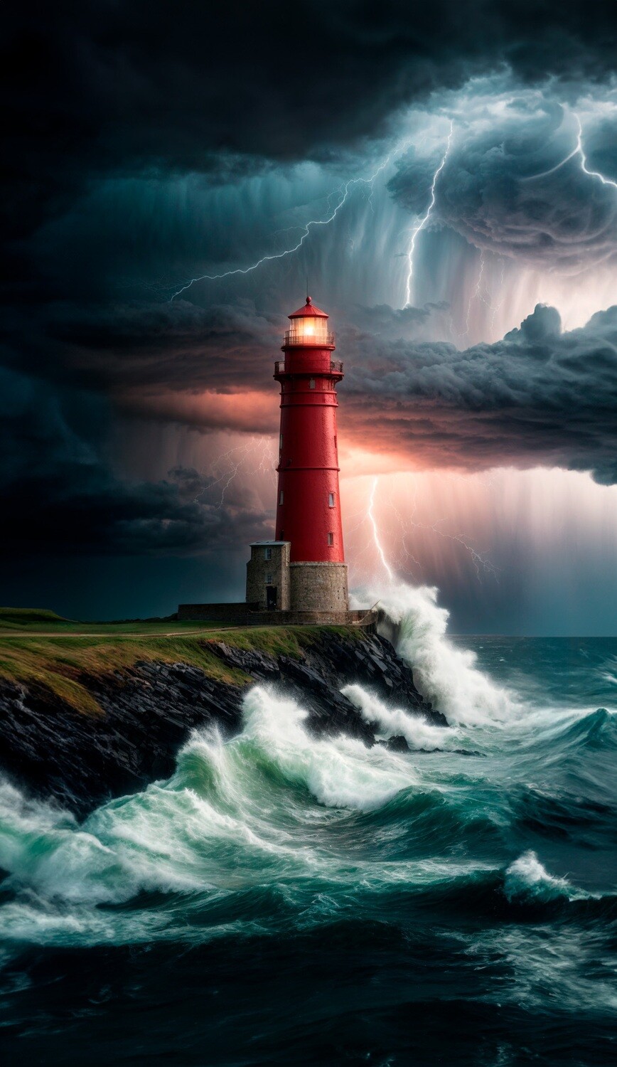 Canvastaulu - Majakka myrskyssä - useita kokoja