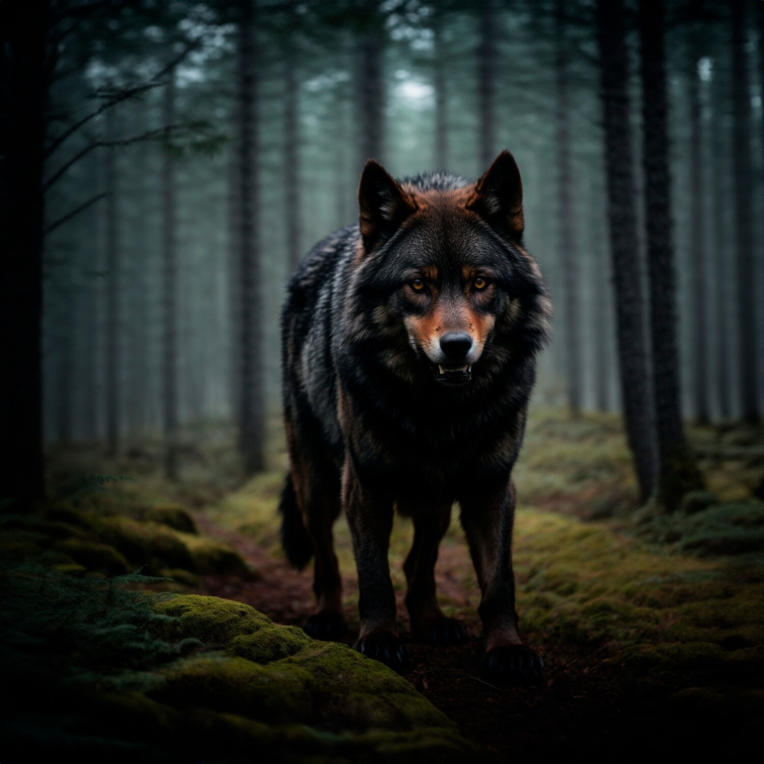 Canvastaulu - Musta susi - useita kokoja