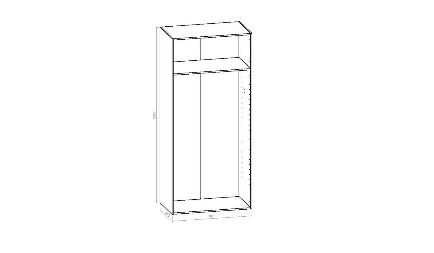 Komeron runko -  L 1000mm / K2200mm / S570mm (2360)