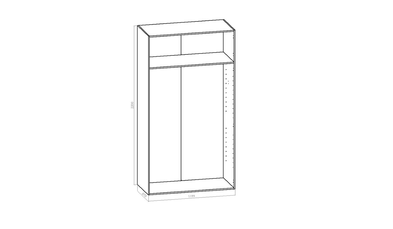 Komeron runko -  L 1200mm / K2200mm / S570mm (2360)