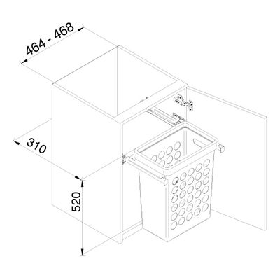 Pyykkikorimekanismi M50 (50cm) kaappiin - 1x33L