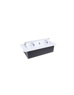 SOLINA SWING USB A&amp;C + 2x schuko - Tasoon upotettava rasia - valkoinen