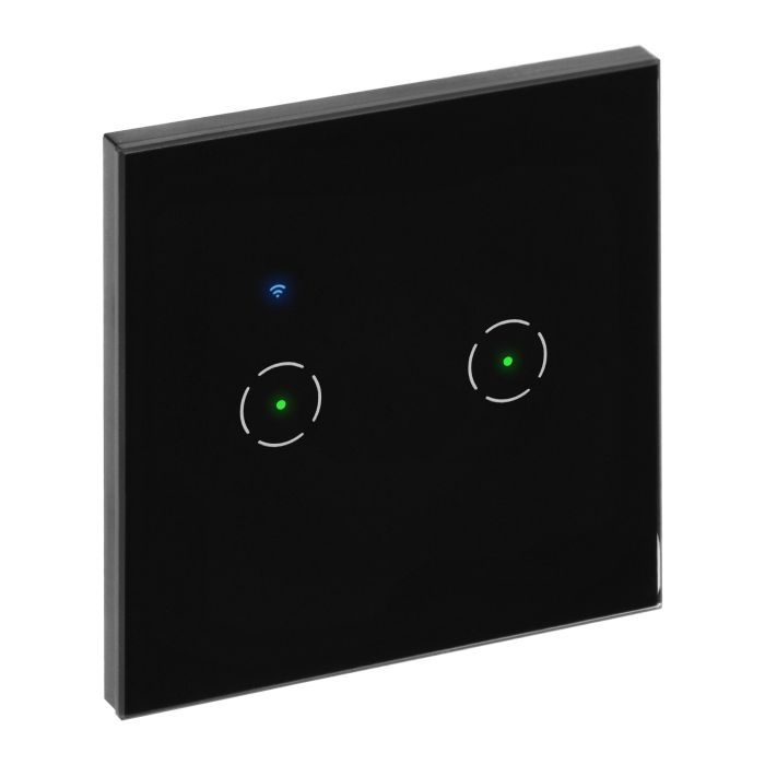 ​Wi-Fi Tuya Smart -valokatkaisija 2 painikkeella - musta lasi