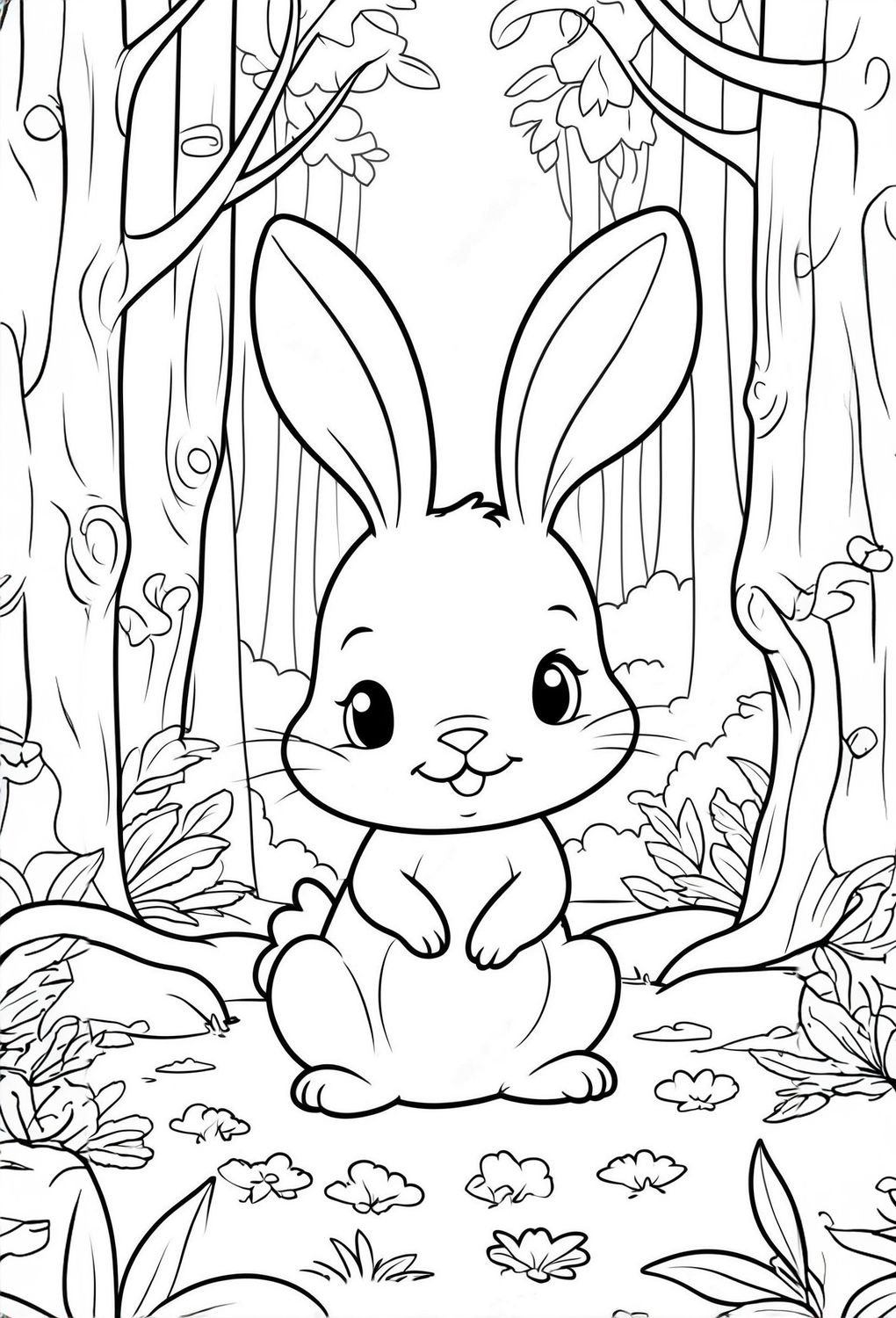 Värityskuva - väritystaulu - iloinen pupu