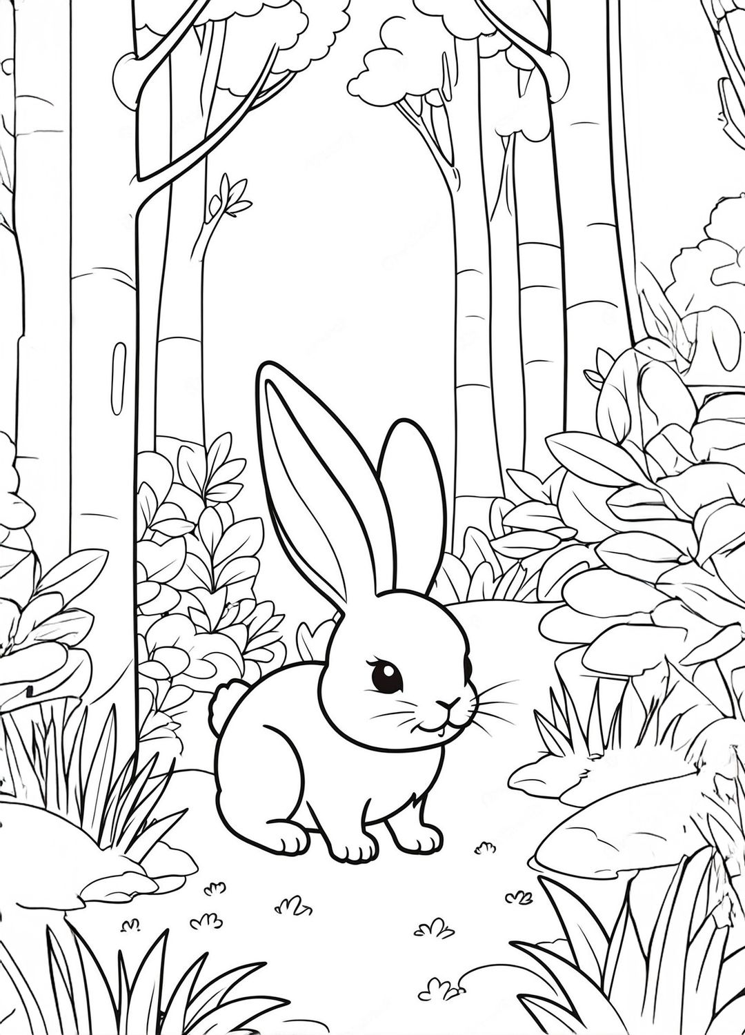 Värityskuva - väritystaulu - istuva pupu