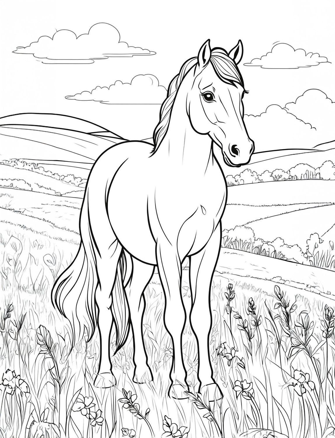 Värityskuva - väritystaulu - Hevonen