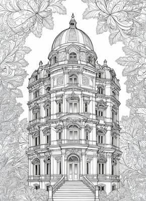 Värityskuva - väritystaulu - Old Bank Rakennus