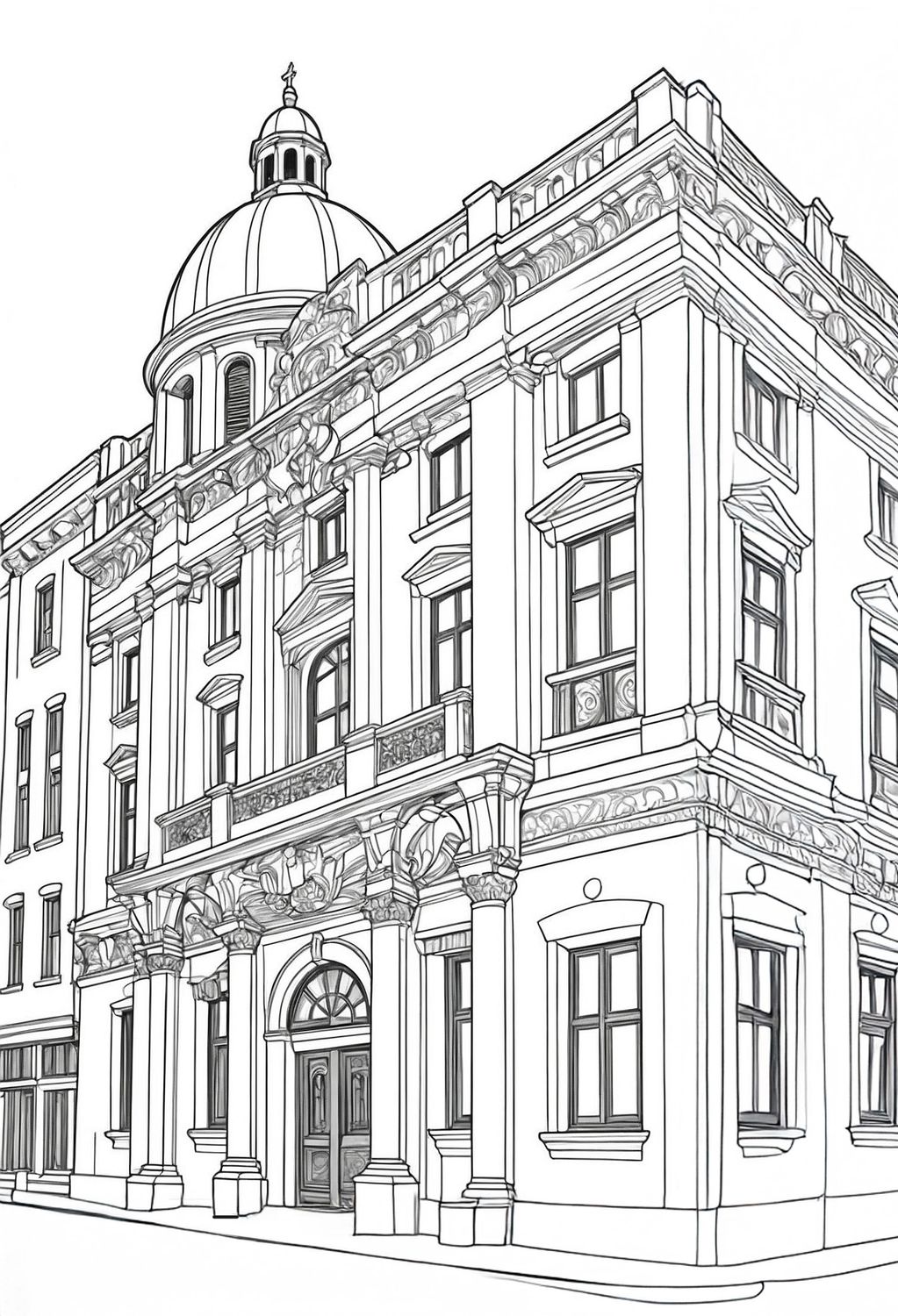 Värityskuva - väritystaulu - Katumaisema