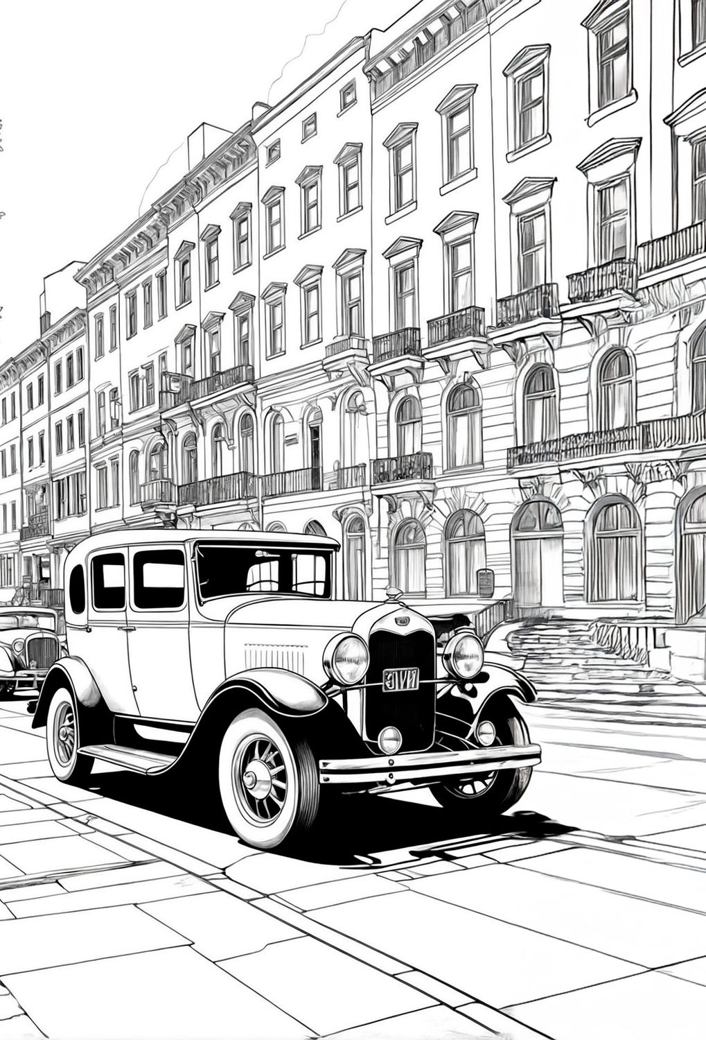 Värityskuva - väritystaulu - Klassikkoauto