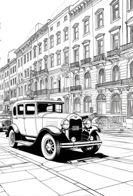 Värityskuva - väritystaulu - Klassikkoauto