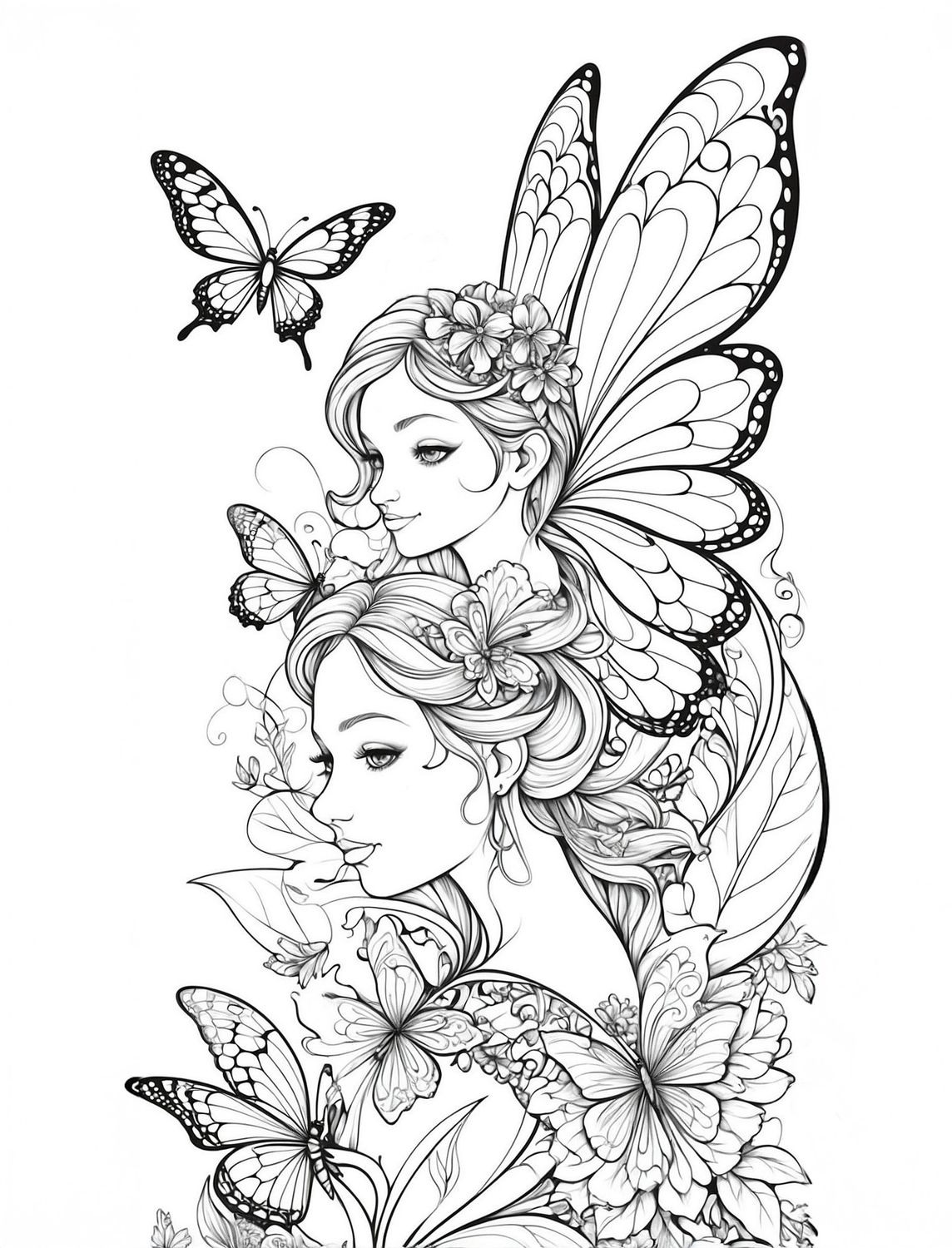 Värityskuva - väritystaulu - Kukkaiskeijut