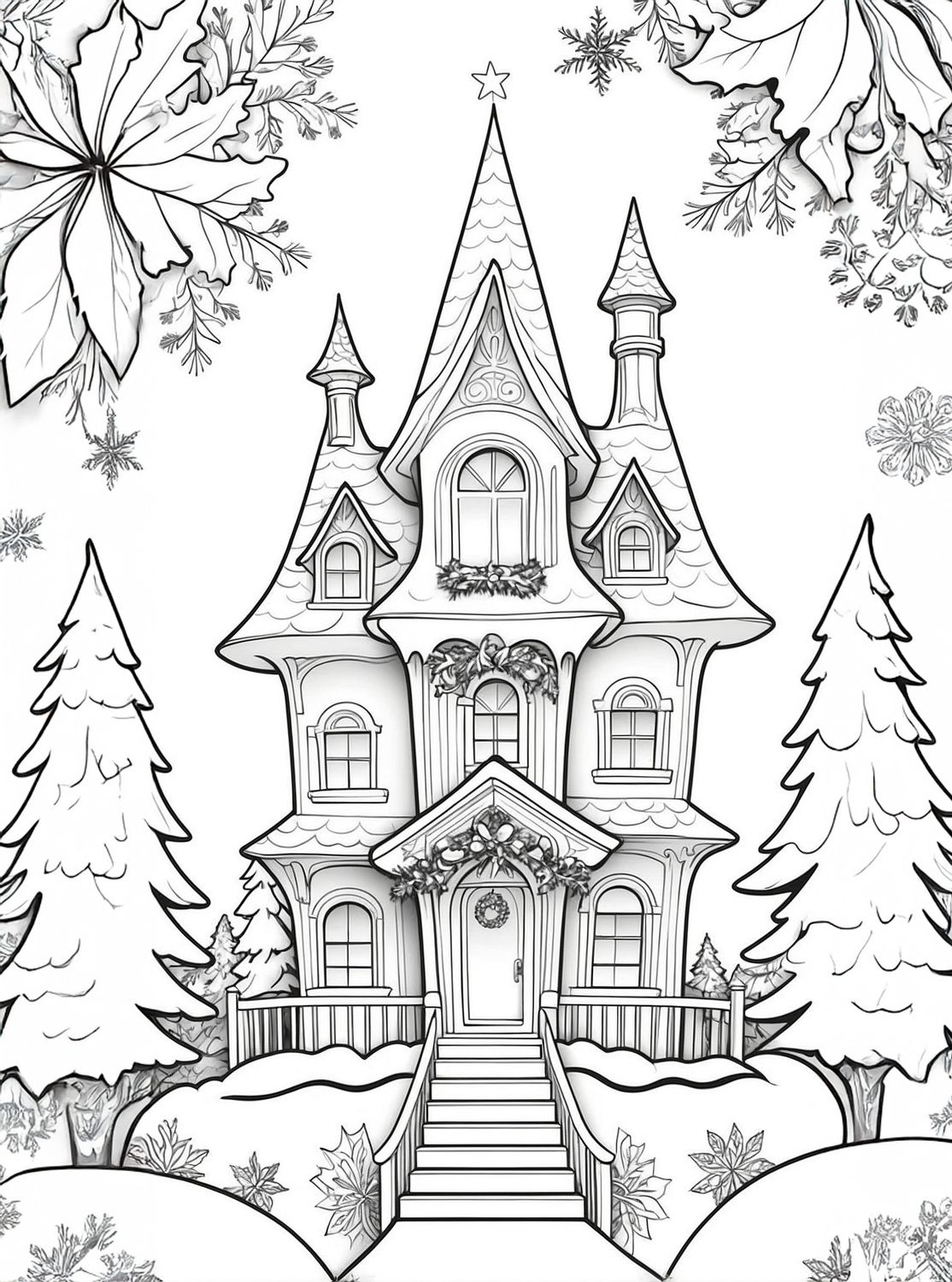 Värityskuva - väritystaulu - Satutalo