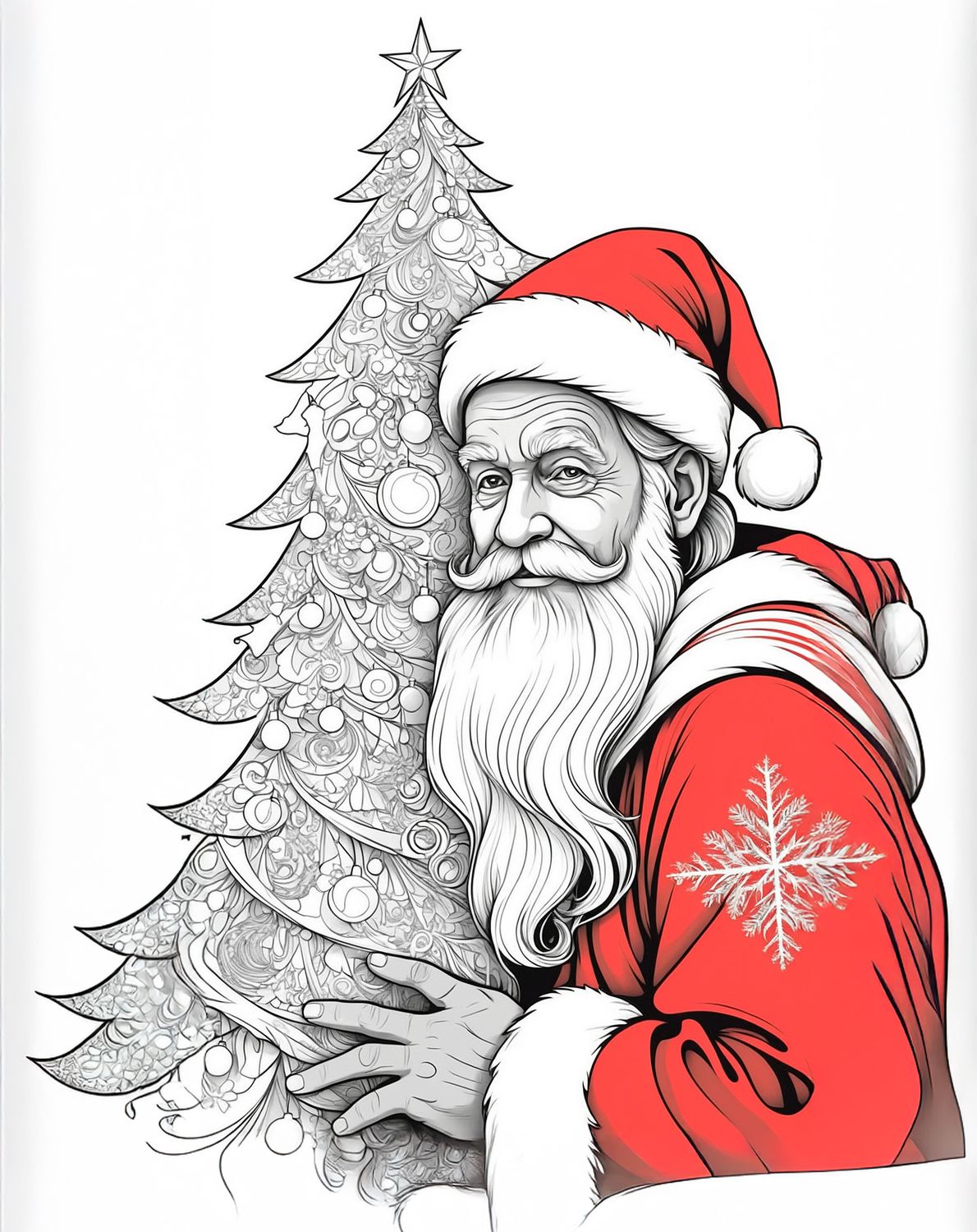 Värityskuva - väritystaulu - Joulupukki värillinen