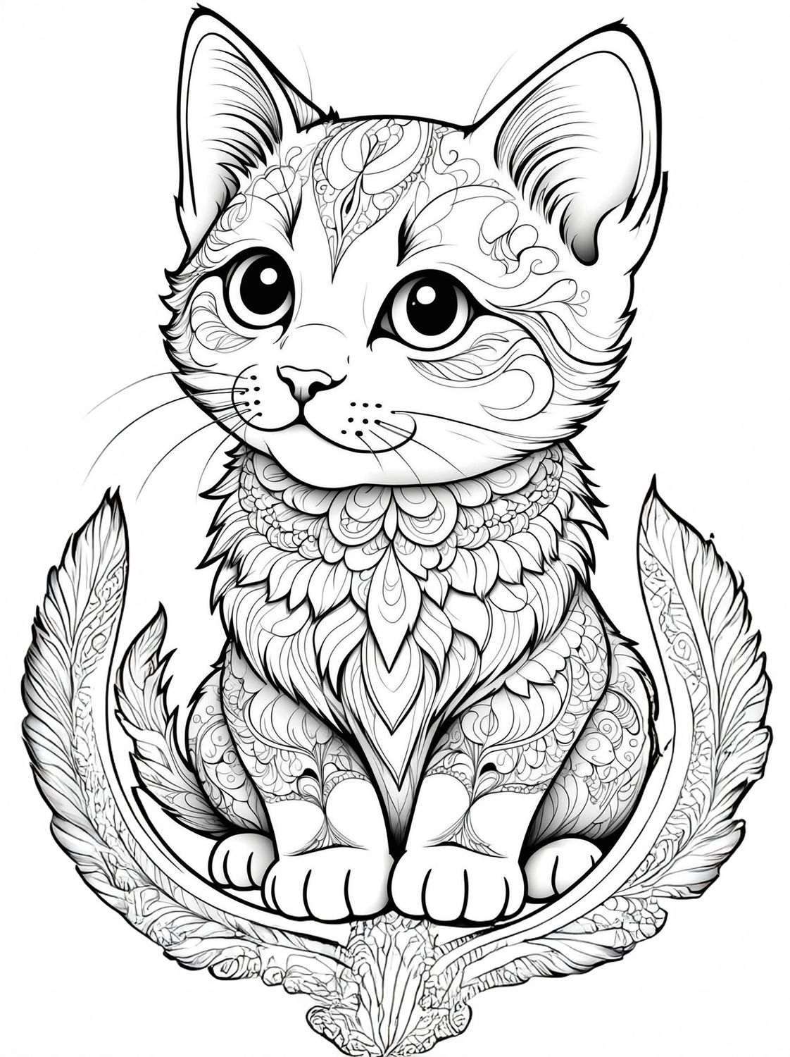 Värityskuva - väritystaulu - Suloinen kissa