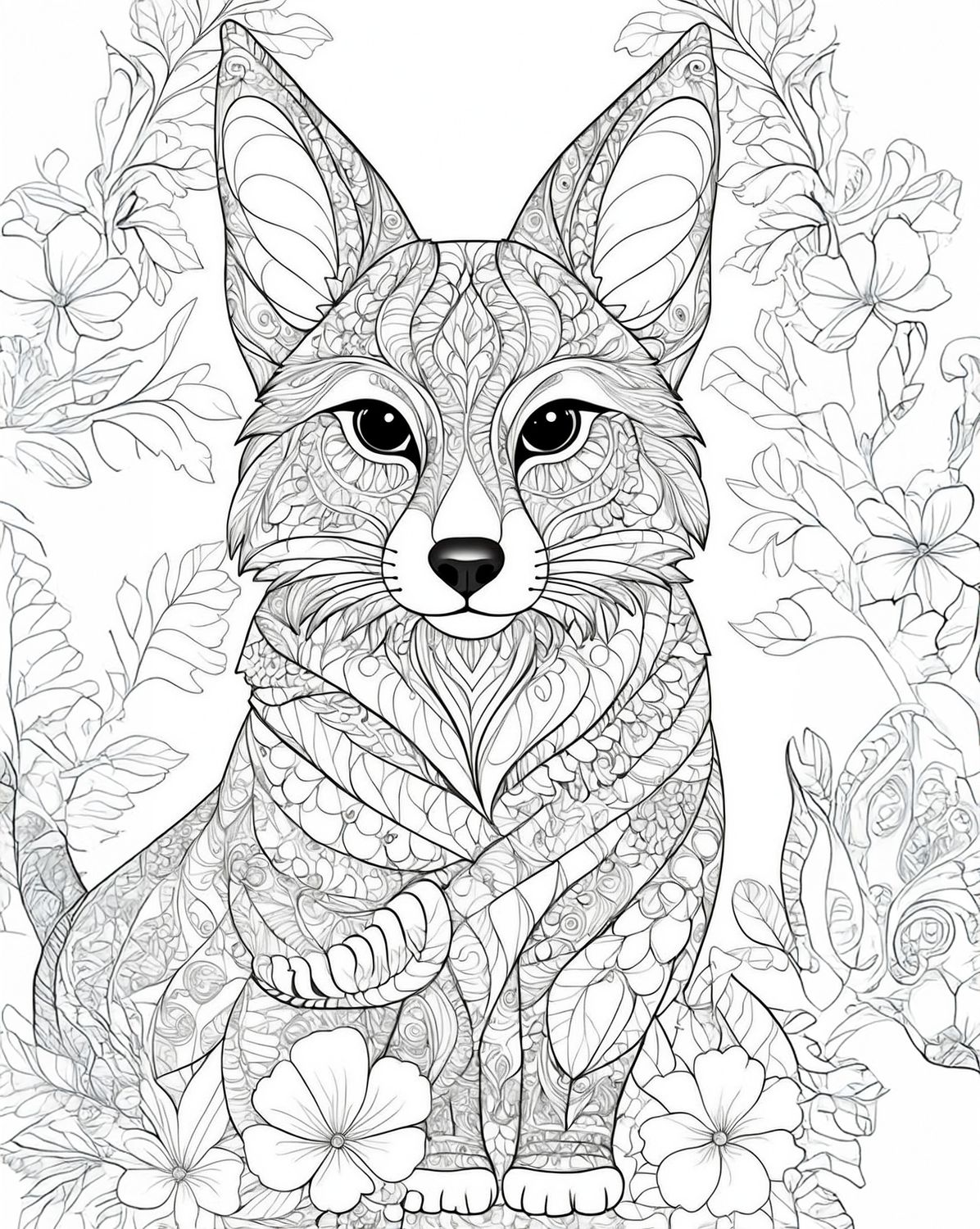 Värityskuva - väritystaulu - Fantasy Fox