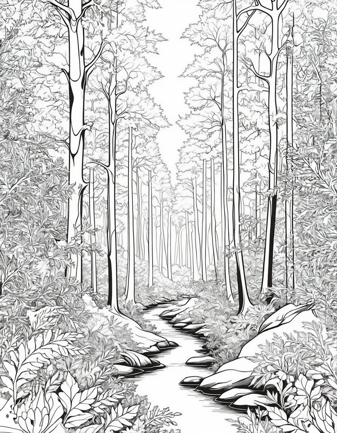 Värityskuva - väritystaulu - Metsä