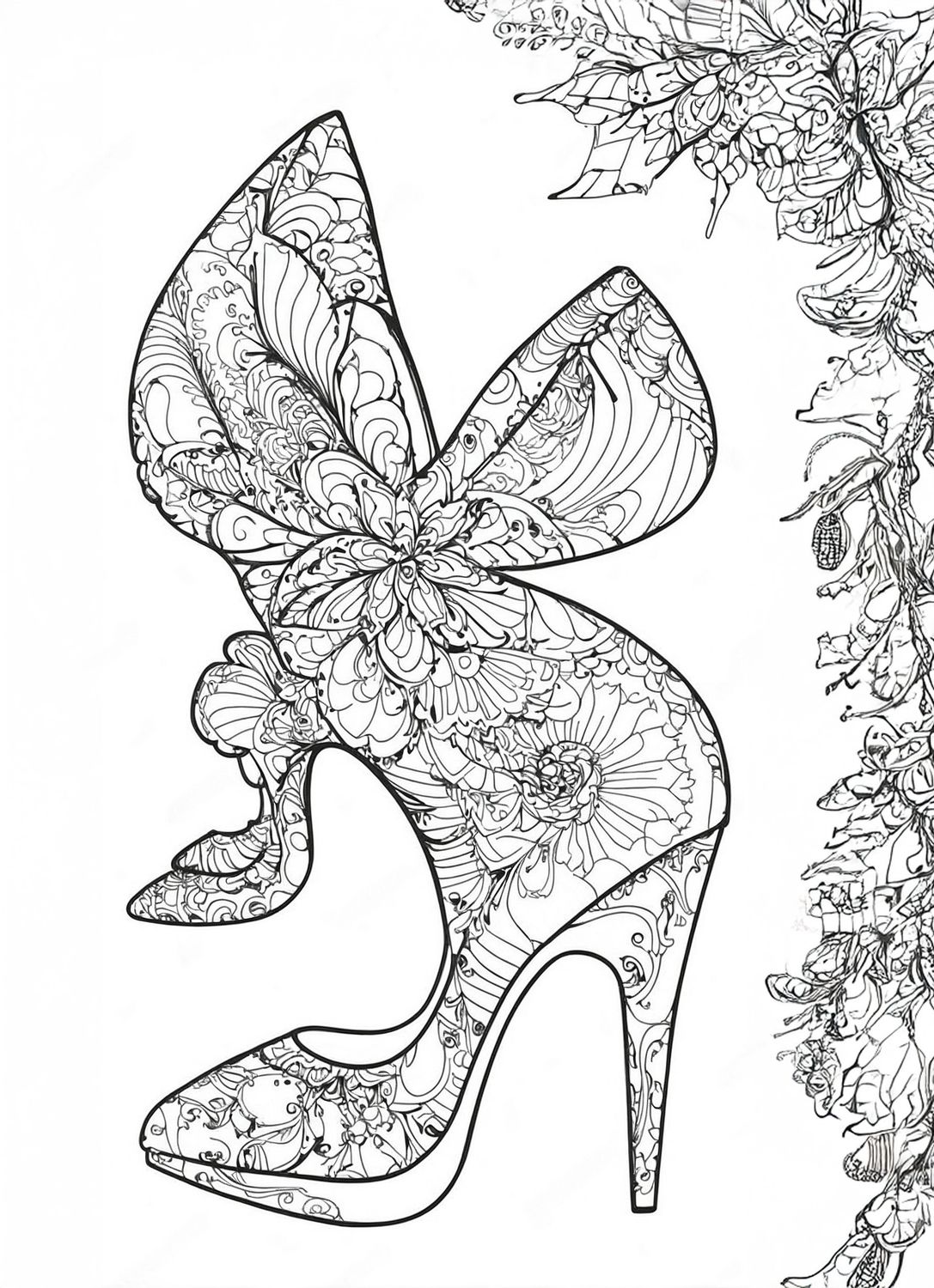 Värityskuva - väritystaulu - Fantasiakenkä