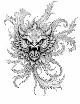 Värityskuva - väritystaulu - Dragon Värityskuva - väritystaulu - Dragon