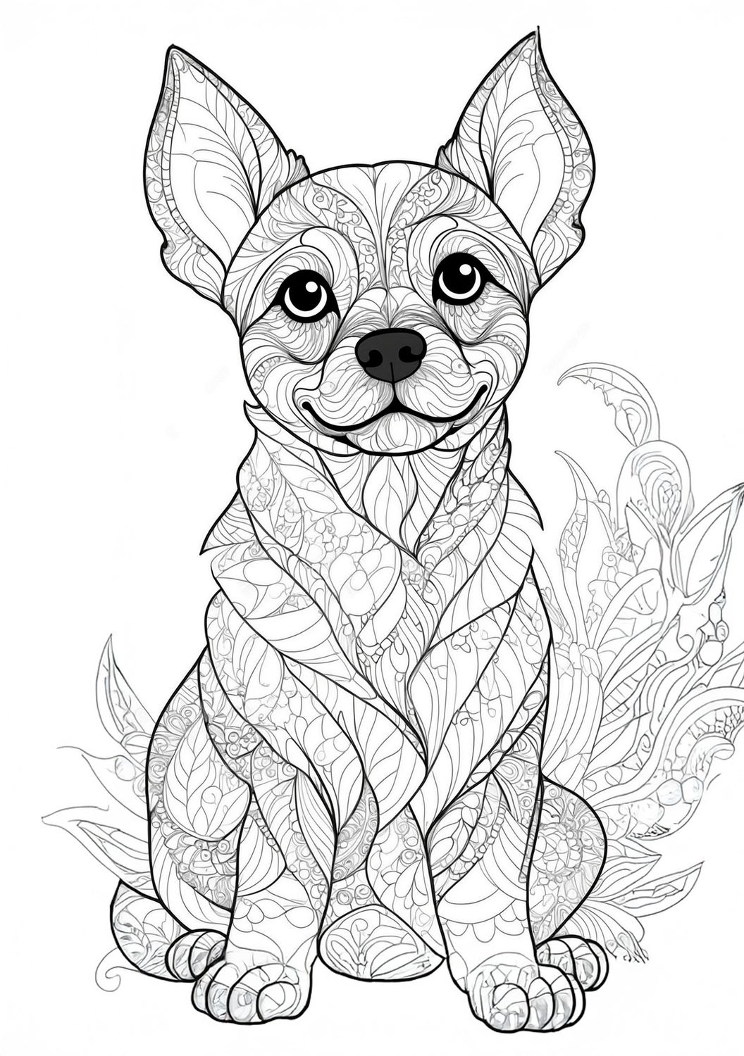 Värityskuva - väritystaulu - Nöpö koira