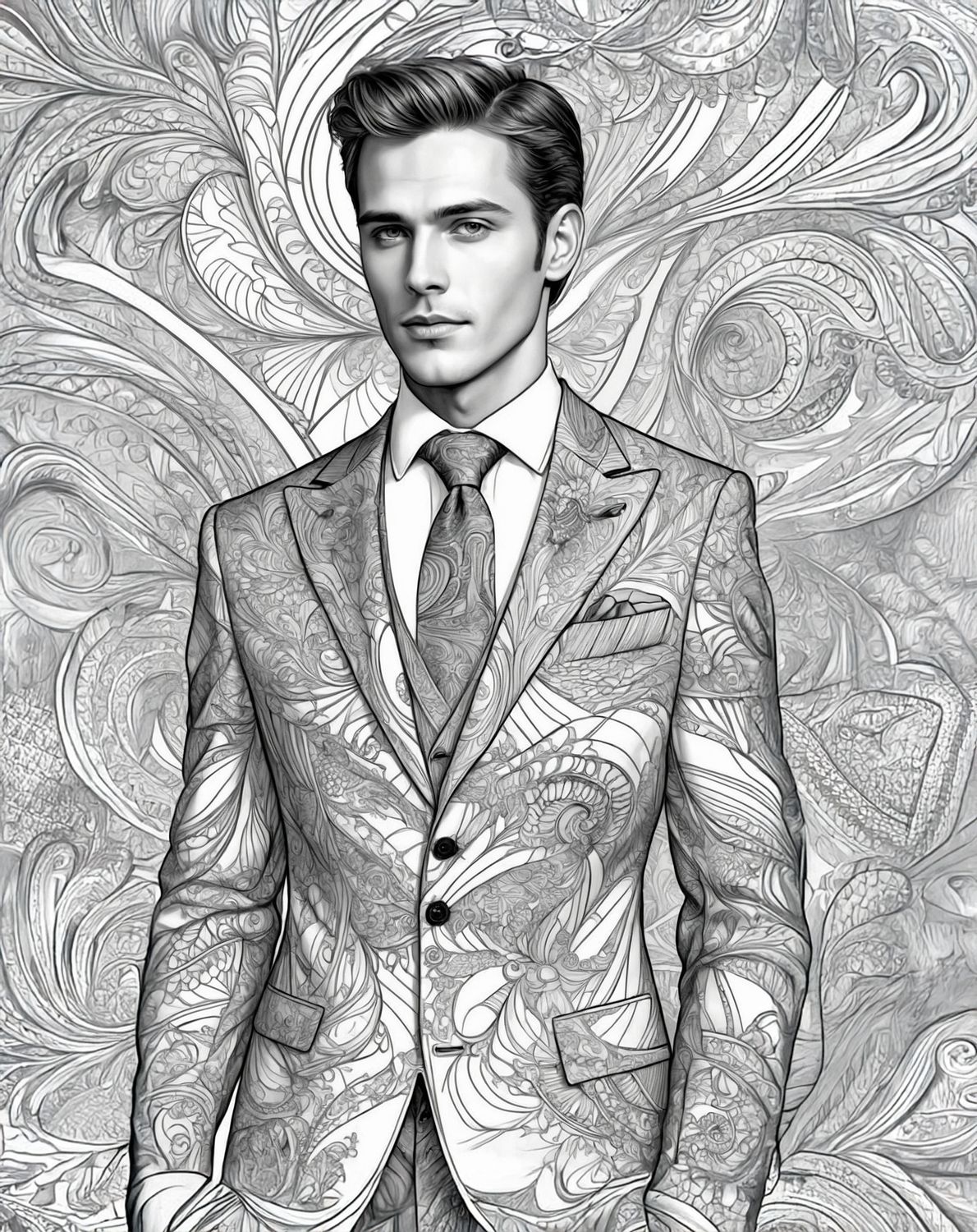 Värityskuva - väritystaulu - Tyylikäs mies