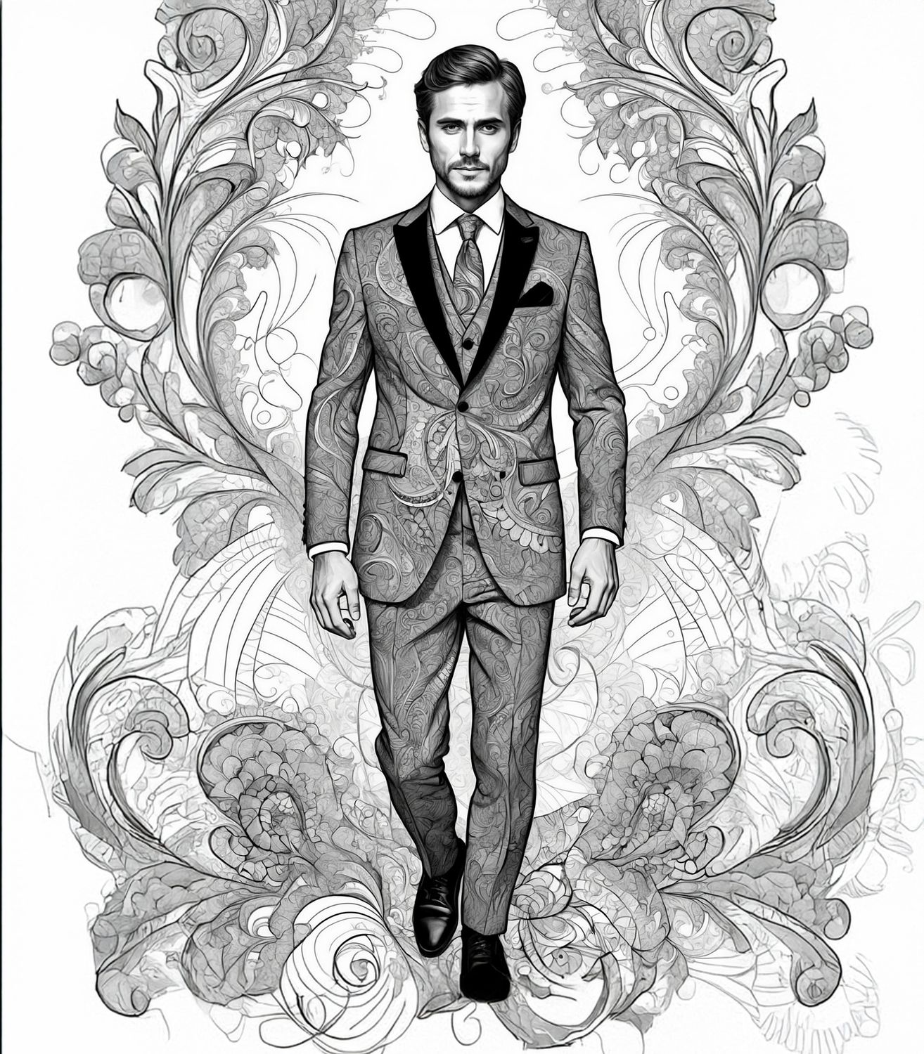 Värityskuva - väritystaulu - Mies puvussa