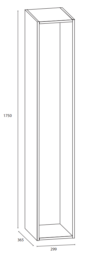 Kylpyhuoneen komero -  L 299mm / K1750mm / S365mm - kosteudenkestävä