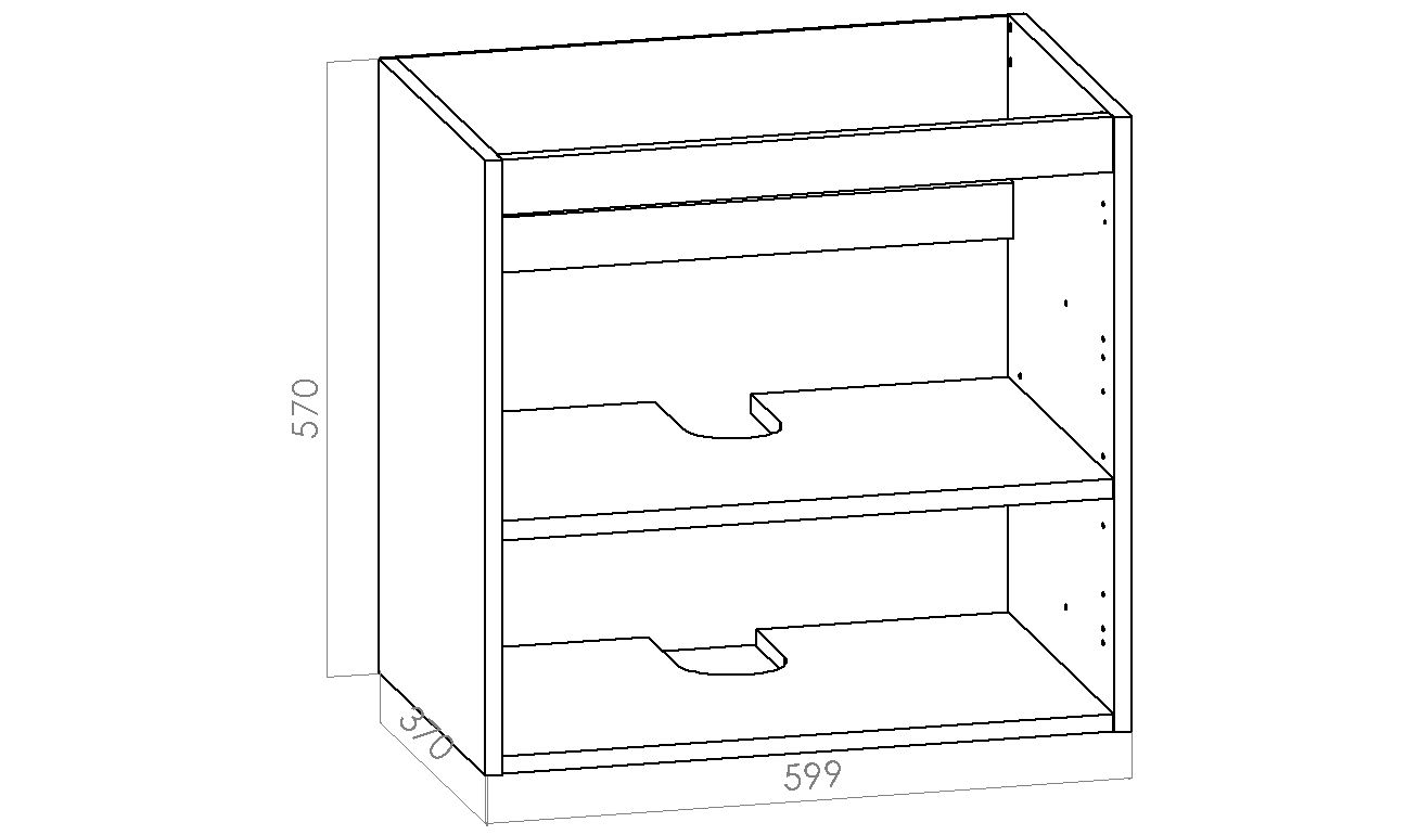 Allaskaappi -  L 600mm / K570mm / S365mm - kosteudenkestävä