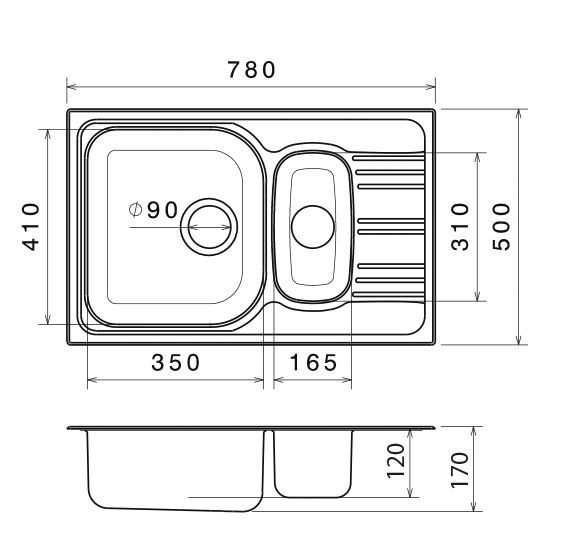 ADE 169 RST Allas - 80cm kaappiin