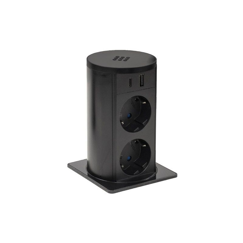 LIMENTE LIFT pyöreä - 2 x Shuko + 2 x USB + langaton lataus- Kaksi väriä