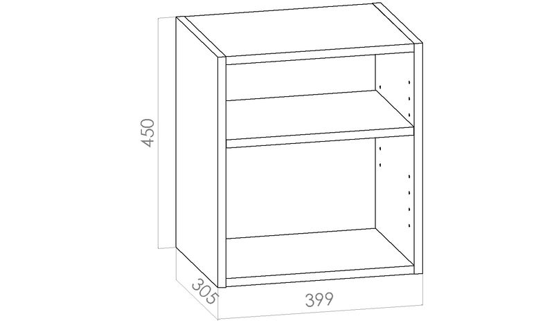 Kalusterunko - matala yläkaappi leveys 400mm / K450mm / S305mm