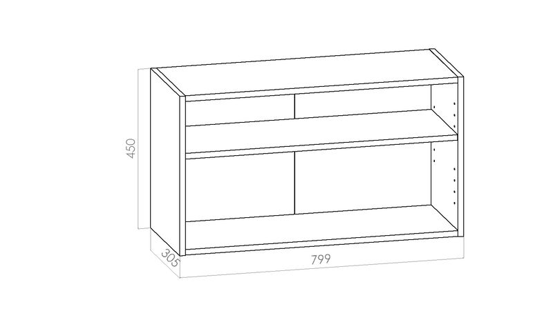 Kalusterunko - matala yläkaappi leveys 800mm / K450mm / S305mm