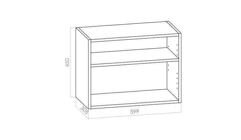 Kalusterunko - matala yläkaappi leveys 600mm / K450mm / S305mm