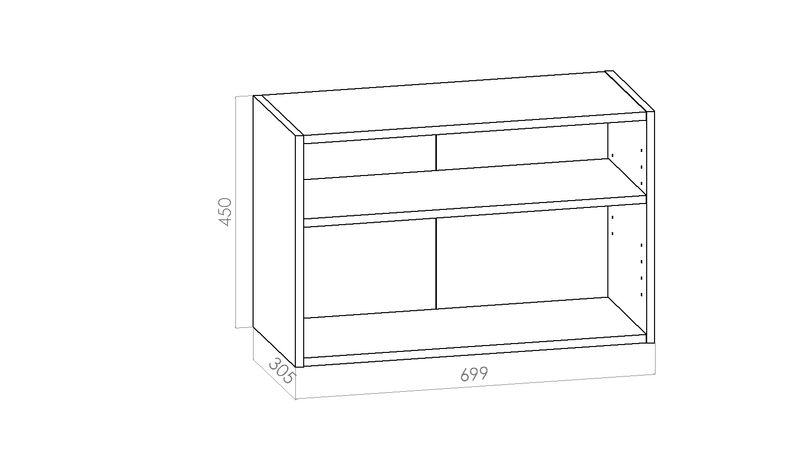 Kalusterunko - matala yläkaappi leveys 700mm / K450mm / S305mm