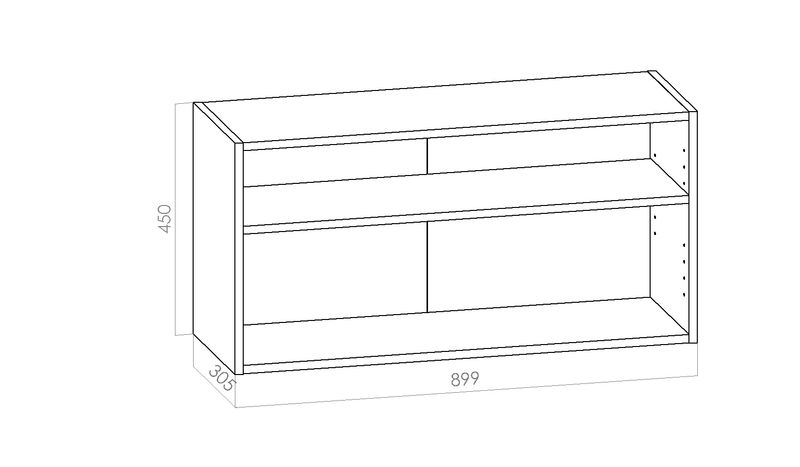 Kalusterunko - matala yläkaappi leveys 900mm / K450mm / S305mm