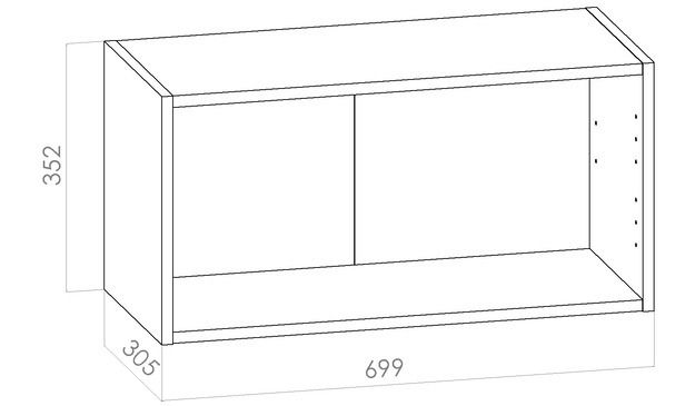 Kalusterunko - matala yläkaappi leveys 700mm / K352mm / S305mm