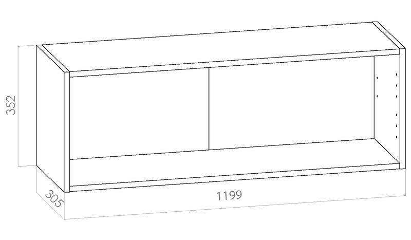Kalusterunko - matala yläkaappi leveys 1200mm / K352mm / S305mm