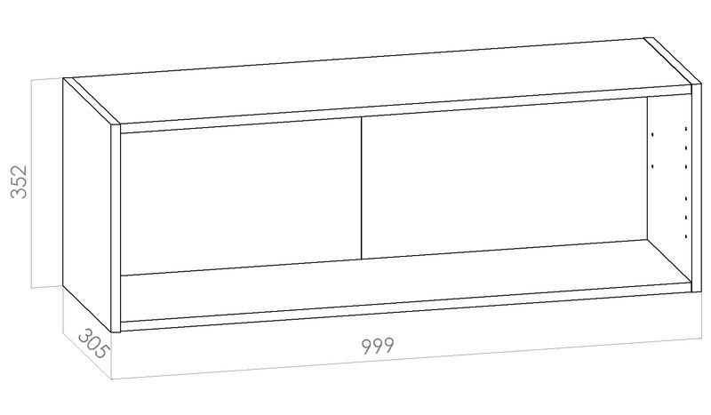 Kalusterunko - matala yläkaappi leveys 1000mm / K352mm / S305mm
