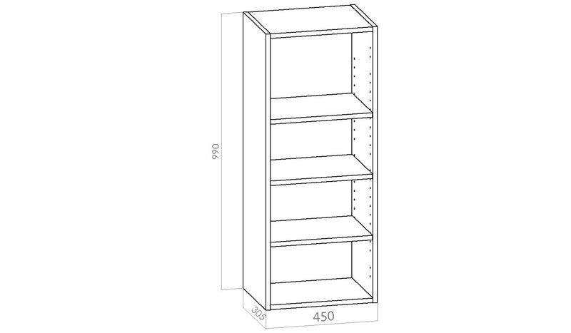 Kalusterunko - Yläkaappi leveys 450mm / K990mm / S305mm