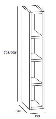 Yläavolokerikko leveys 200mm / K990mm / S340mm - kosteudenkestävä