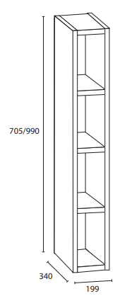 Yläavolokerikko leveys 200mm / K705mm / S340mm - kosteudenkestävä