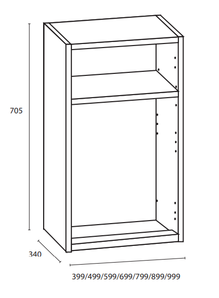 Kuivauskaappi - leveys 400mm / K705mm / S340mm - kosteudenkestävä