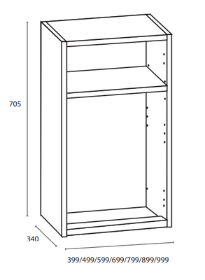 Kuivauskaappi - leveys 400mm / K705mm / S340mm - kosteudenkestävä