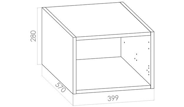 Yläkomero leveys 400mm / K280mm / S570mm