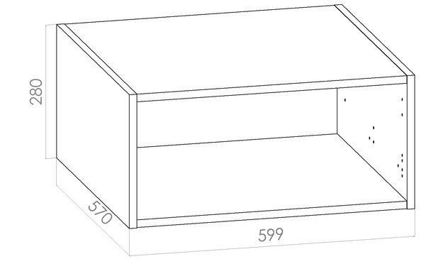 Yläkomero leveys 600mm / K280mm / S570mm